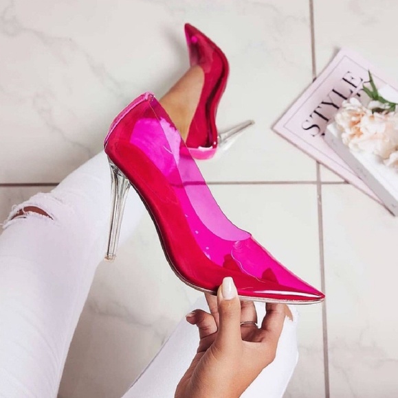 Hot Pink Perspex/Transluscent/Clear Heels - Picture 3 of 3